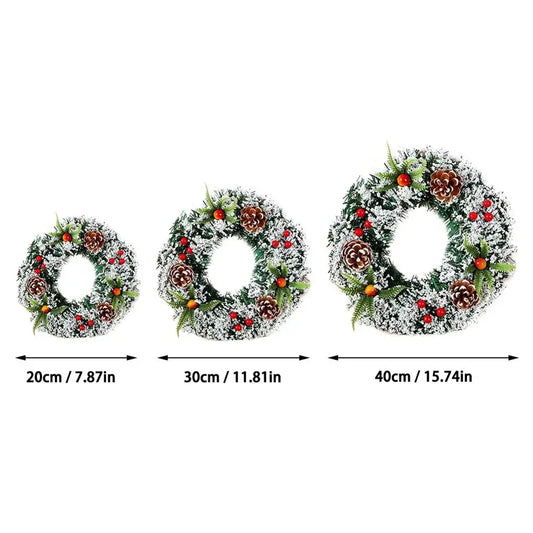 20/30/40cm Beautiful Elegant Hanging Christmas Wreath Garland Flower Fruit Ball Cone Xmas Ornaments Window Door